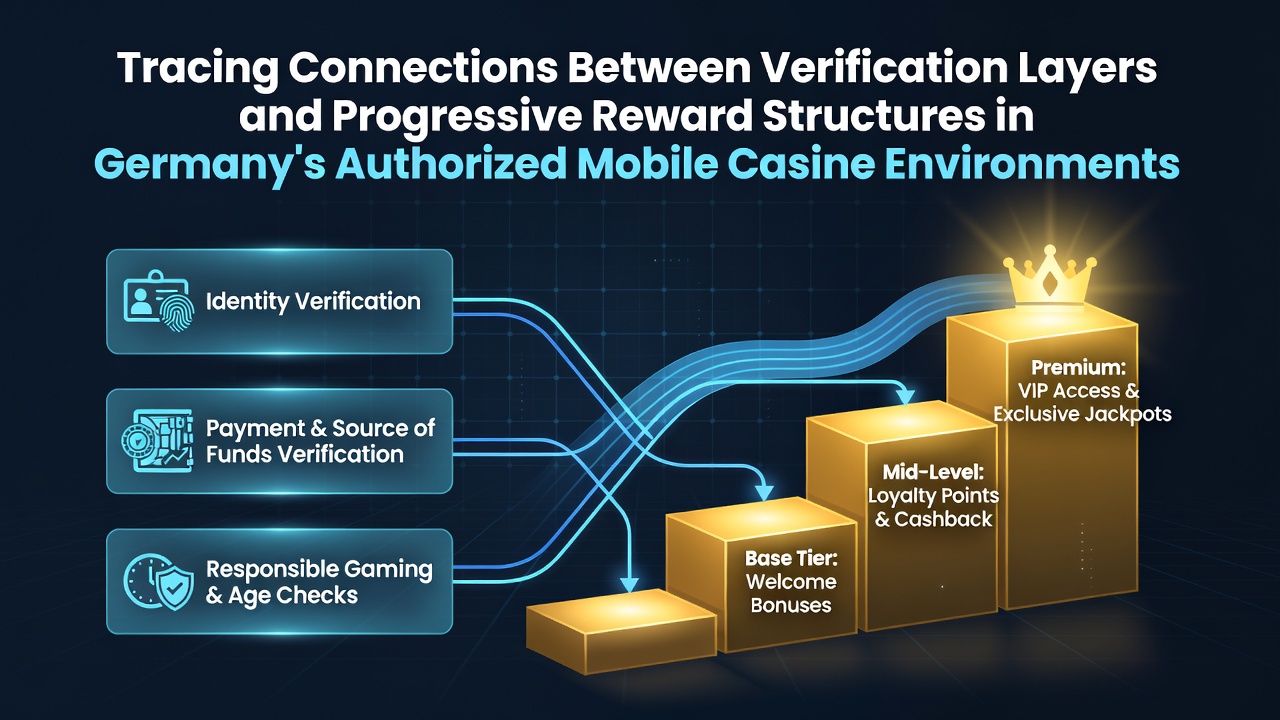 Illustration der Verifizierungsprozesse und Belohnungsebenen in deutschen mobilen Casinos