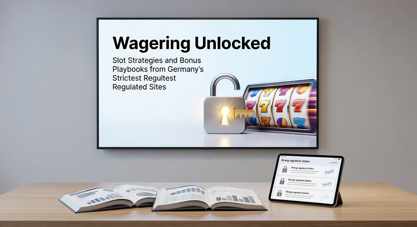 Detaillierte Grafik eines Bonus-Trackers mit Slot-Symbolen, Wagering-Balken und deutschen Regulierungs-Siegeln, die Strategien visualisieren